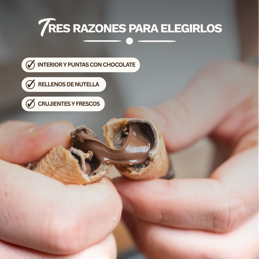 Barquillos Medianos rellenos con Nutella® 💗 - 4 Unidades