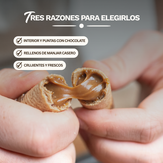Barquillos Medianos rellenos de Manjar 🤎 - 12 Unidades