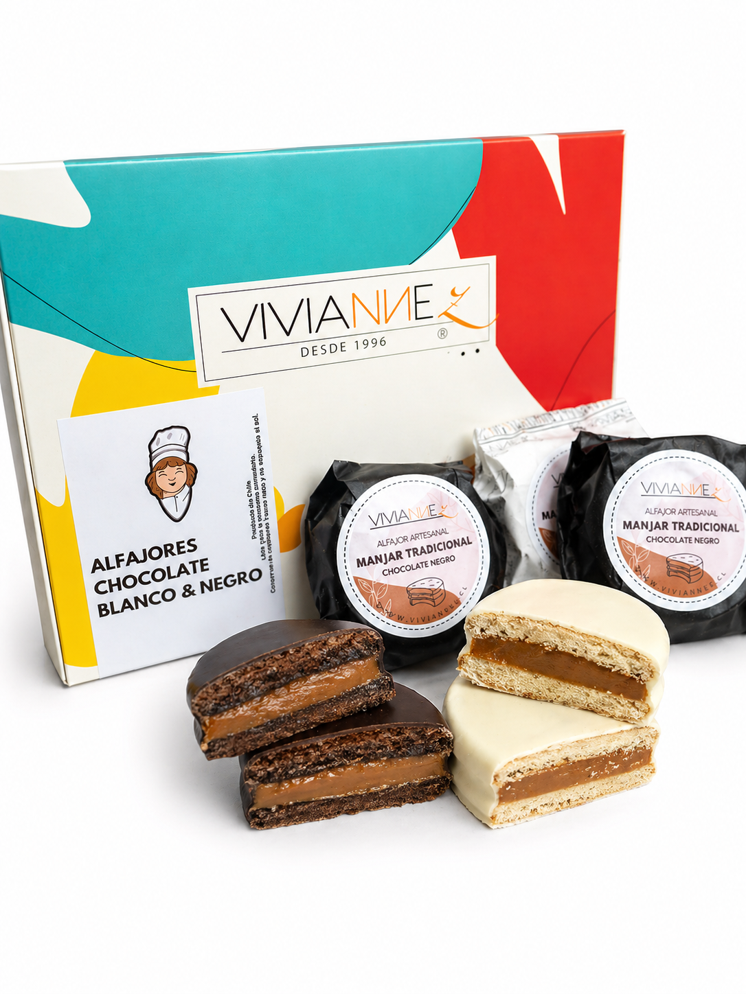Caja de Alfajores Mixtos – Chocolate Blanco y Negro (6 unidades)
