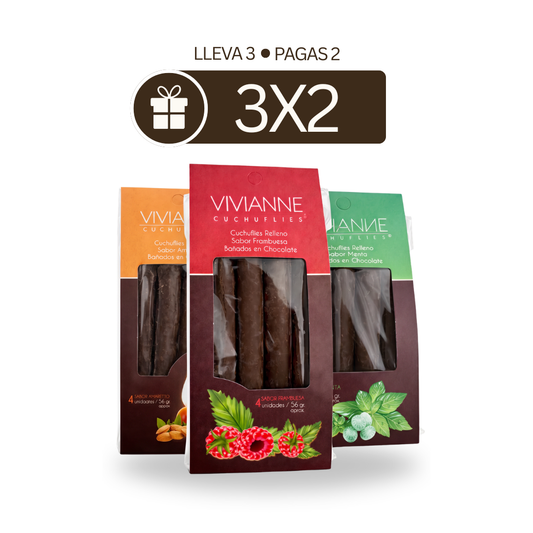 Pack 3x2 Cuchuflís Gourmet – Frambuesa, Amaretto y Menta (12 unidades)