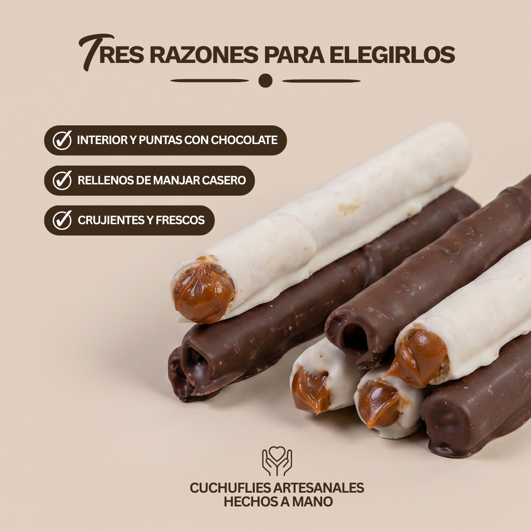 Cuchuflís mixtos chocolate blanco y negro - 18 unidades