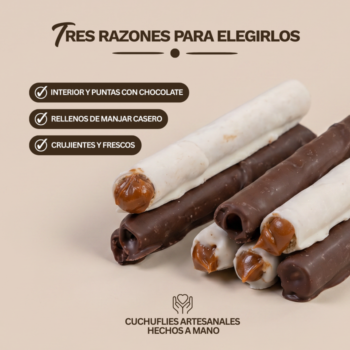Cuchuflís mixtos chocolate blanco y negro - 18 unidades