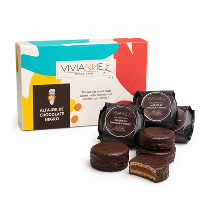 Caja de alfajores chocolate negro - 6 unidades