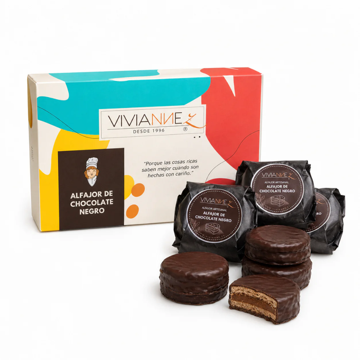 Caja de alfajores chocolate negro - 6 unidades