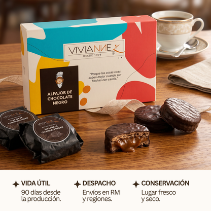 Caja de alfajores chocolate negro - 6 unidades