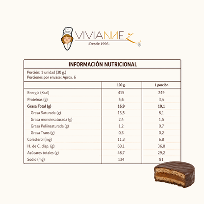 Caja de alfajores chocolate negro - 6 unidades