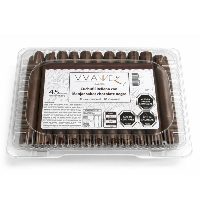 Cuchuflís con manjar sabor chocolate negro - 45 unidades