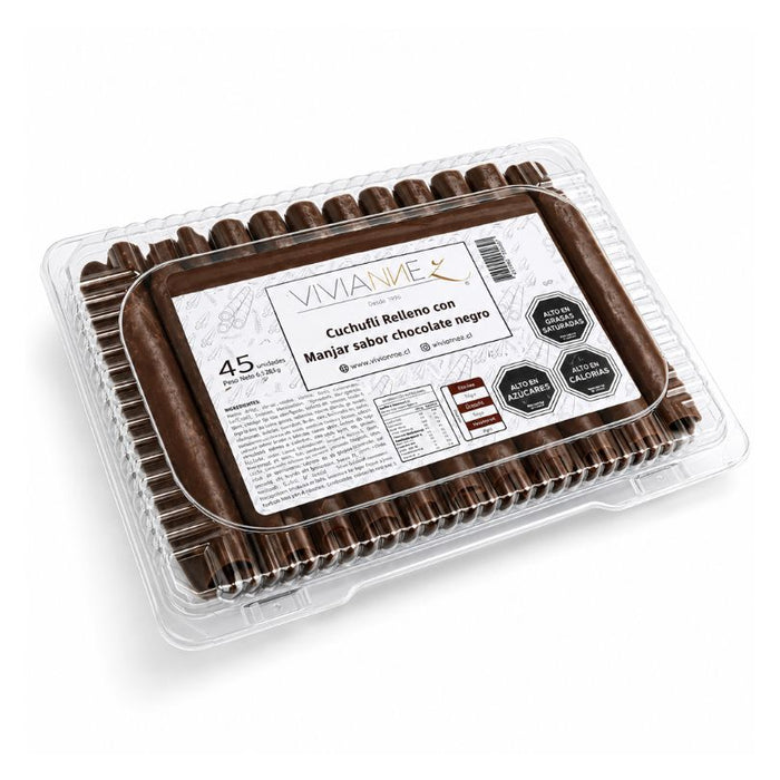 Cuchuflís con manjar sabor chocolate negro - 45 unidades