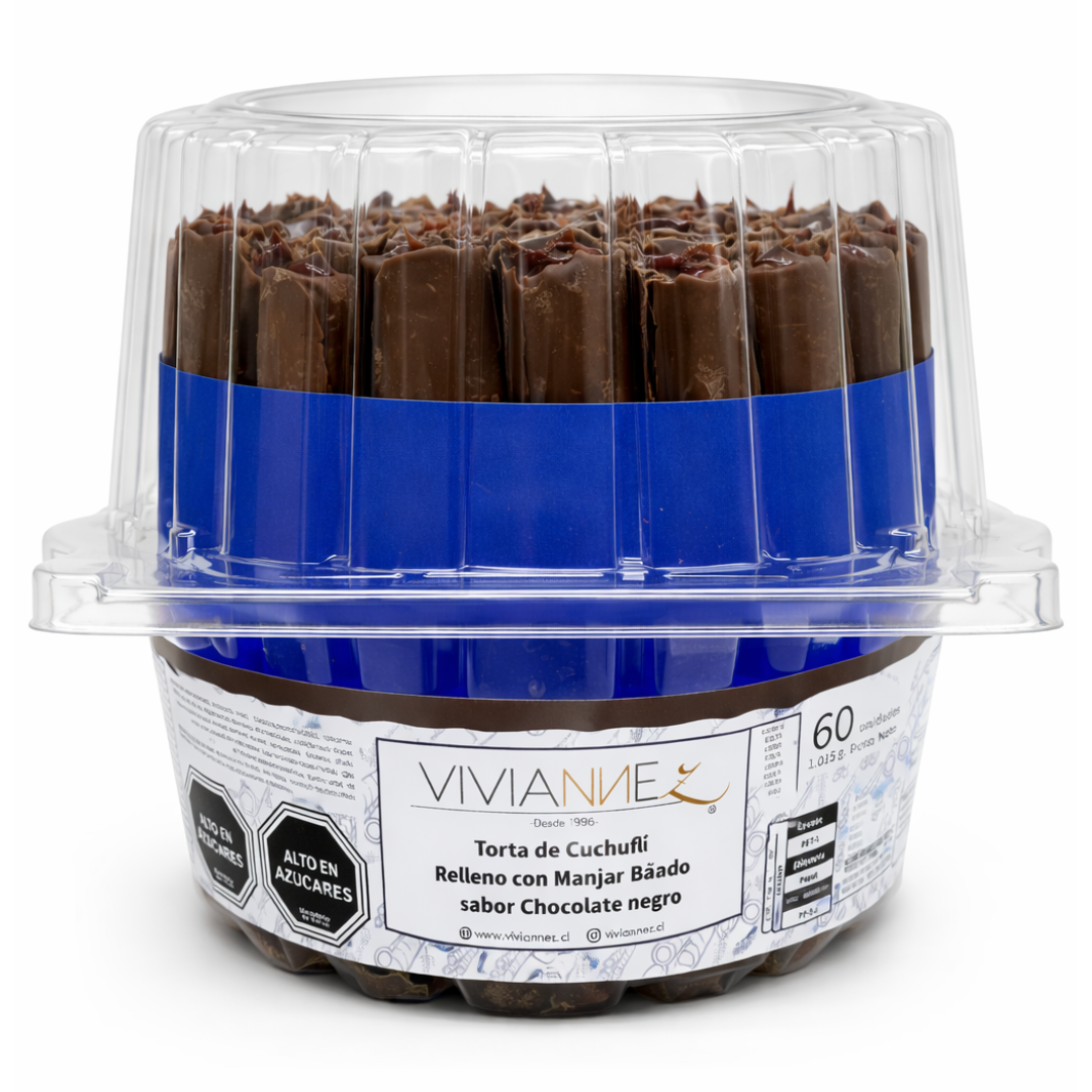 Torta de Cuchuflis Chocolate negro 60 unidades