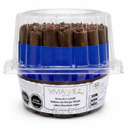 Torta de Cuchuflis Chocolate negro 60 unidades