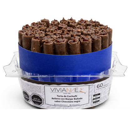 Torta de Cuchuflis Chocolate negro 60 unidades