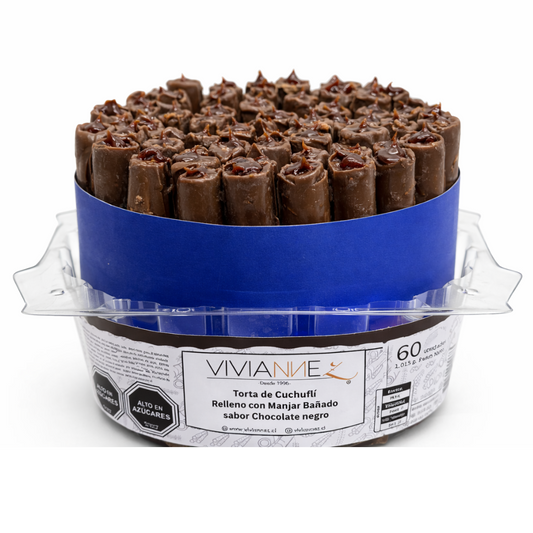 Torta de Cuchuflis Chocolate negro 60 unidades