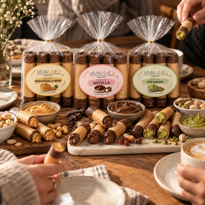 Pack 3x2 Barquillos Gourmet - Mantequilla de maní, Nutella® y Pistacho