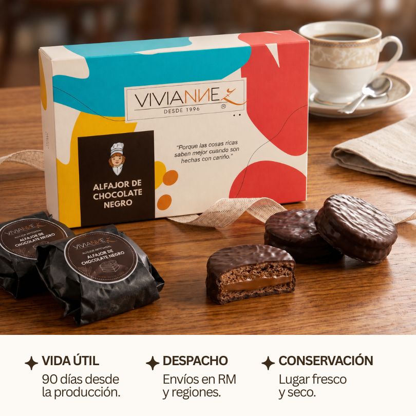 Caja de alfajores chocolate negro - 6 unidades