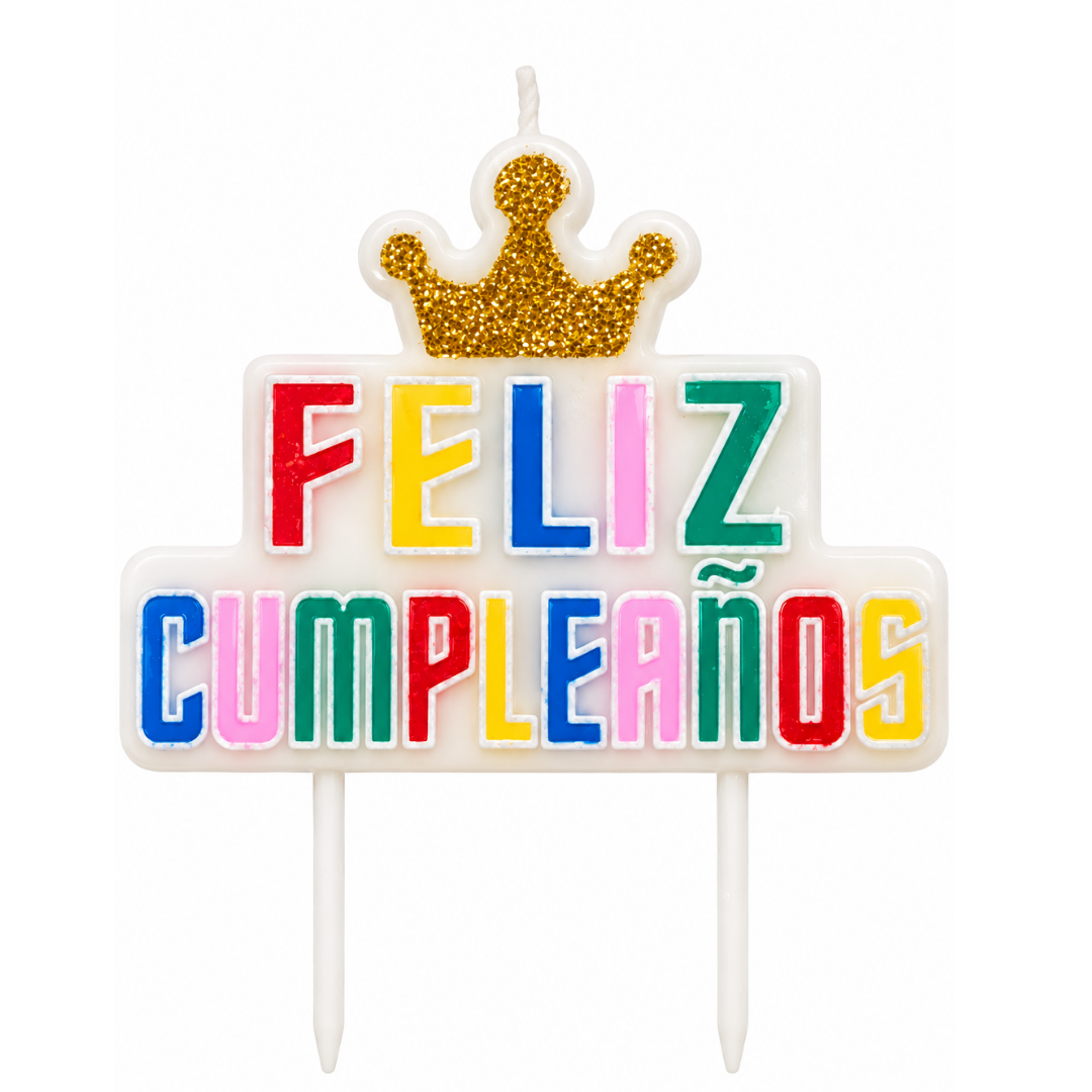 Vela Feliz Cumpleaños Corona -  7,7 x 10 cm