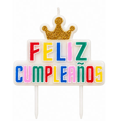 Vela Feliz Cumpleaños Corona -  7,7 x 10 cm