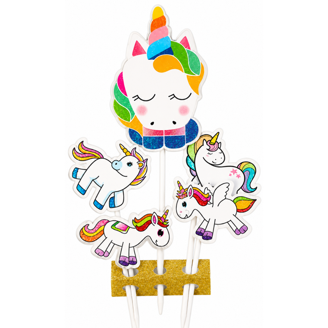 Topper de Unicornio - 5 piezas (Adorno para Torta)