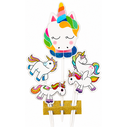 Topper de Unicornio - 5 piezas (Adorno para Torta)