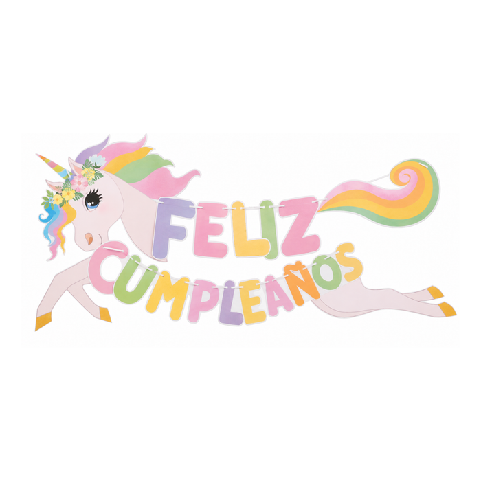 Guirnalda Feliz Cumpleaños Unicornio Pastel (1.35 mt)