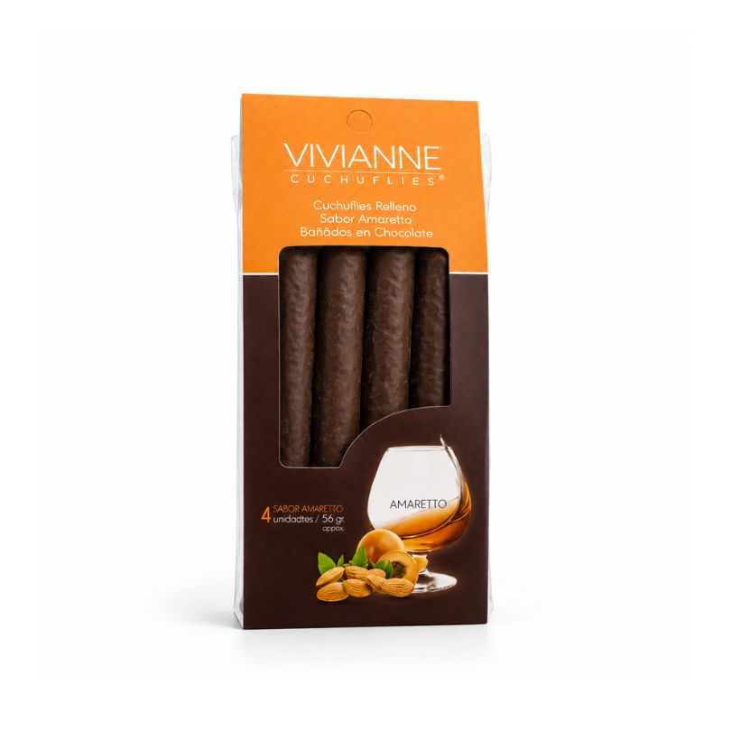 Cuchuflí relleno con manjar sabor amaretto, bañado en chocolate - 4 unidades