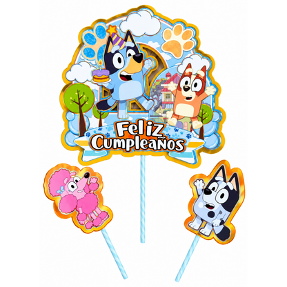 Topper 3D Bluey, 3 unidades (Adorno para Torta)