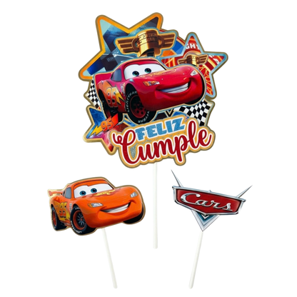Topper 3D Cars- 3 unidades (Adorno para Torta Disney)