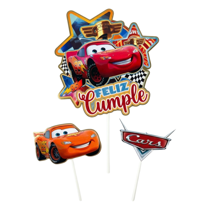 Topper 3D Cars- 3 unidades (Adorno para Torta Disney)