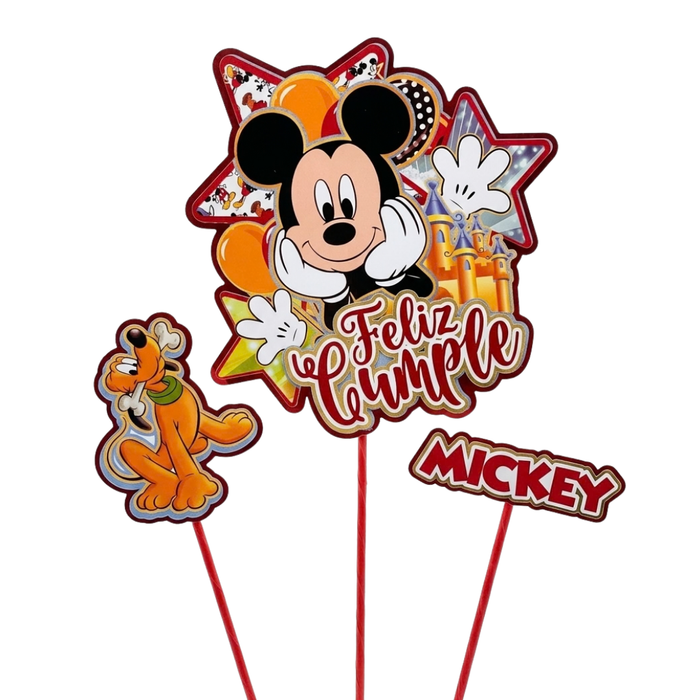 Topper 3D Mickey - 3 unidades (Adorno para Torta Disney)