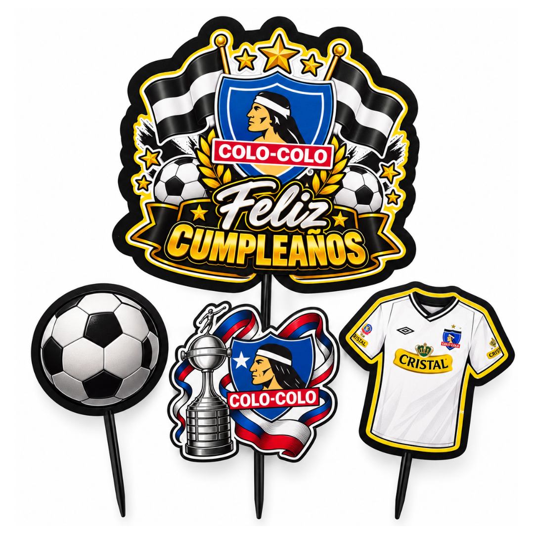 Topper Colo-Colo Feliz Cumpleaños - Surtido (Adorno para Torta)