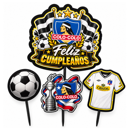 Topper Colo-Colo Feliz Cumpleaños - Surtido (Adorno para Torta)