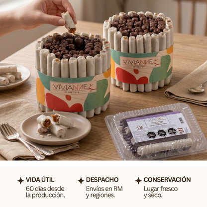 Pack especial torta de cuchuflís blanco y negro - 2 tortas + regalo