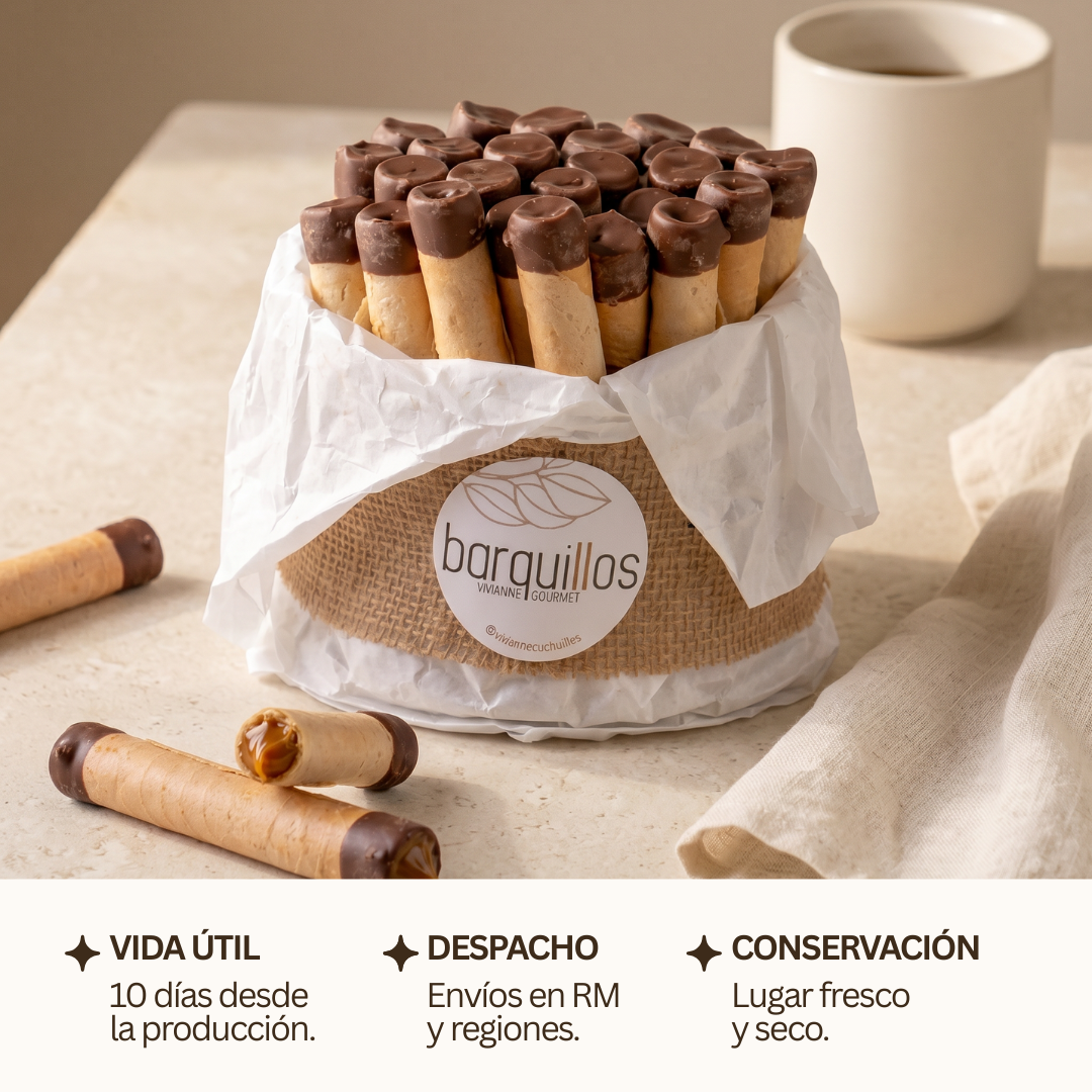 Torta de barquillos con manjar - 35 unidades