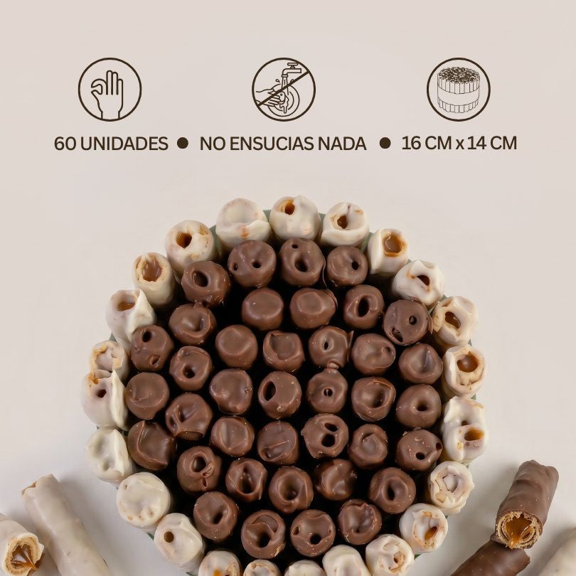 Torta de cuchuflís blanco y negro - 60 unidades