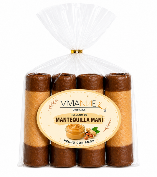 Barquillos medianos rellenos de mantequilla de maní - 4 unidades