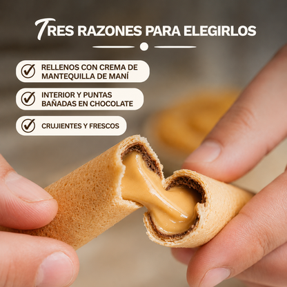 Barquillos medianos rellenos de mantequilla de maní - 4 unidades