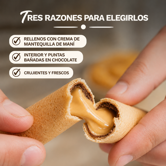 Barquillos medianos rellenos de mantequilla de maní - 4 unidades