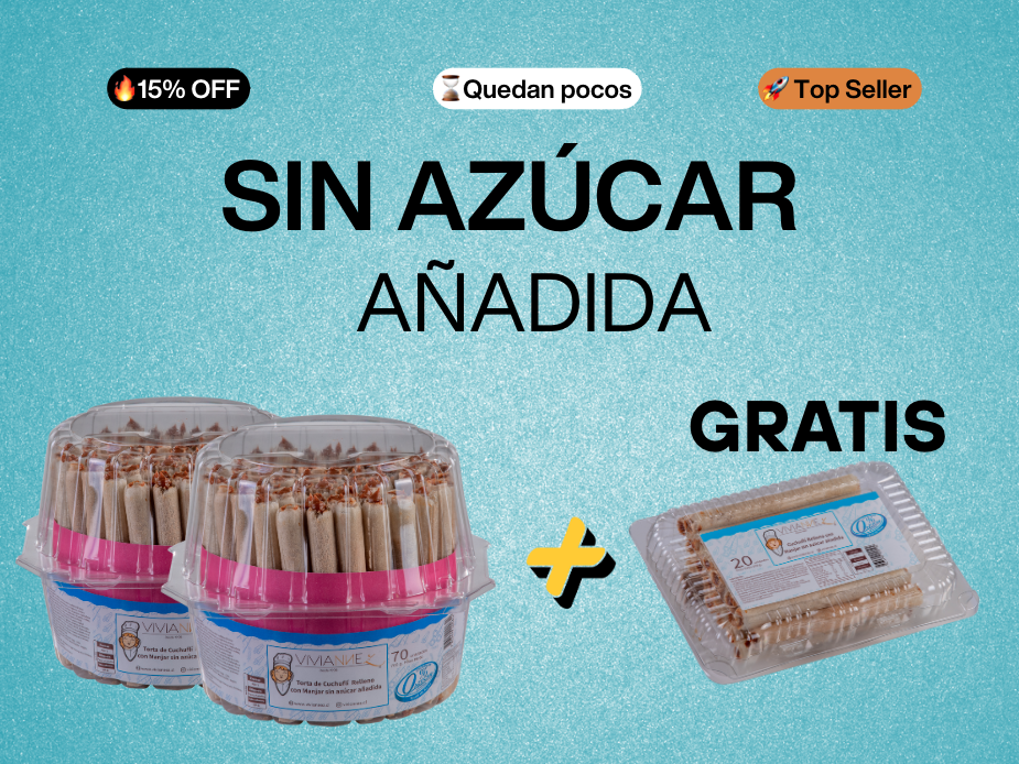 Pack Especial Sin Azúcar Añadida🩵 - 2 Tortas de cuchuflí sin azúcar añadida + Cuchuflies 20 unidades sin azúcar añadida