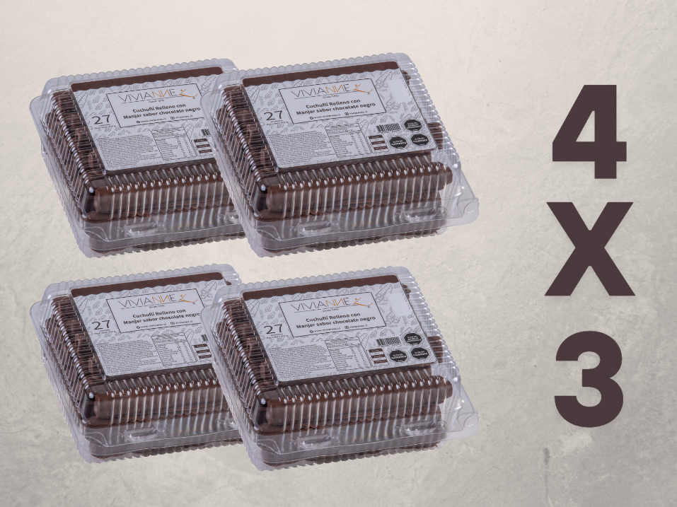 Pack 4x3 Cuchuflís Chocolate Negro 🍫 – Llévate 4 bandejas de 27 unidades al precio de 3