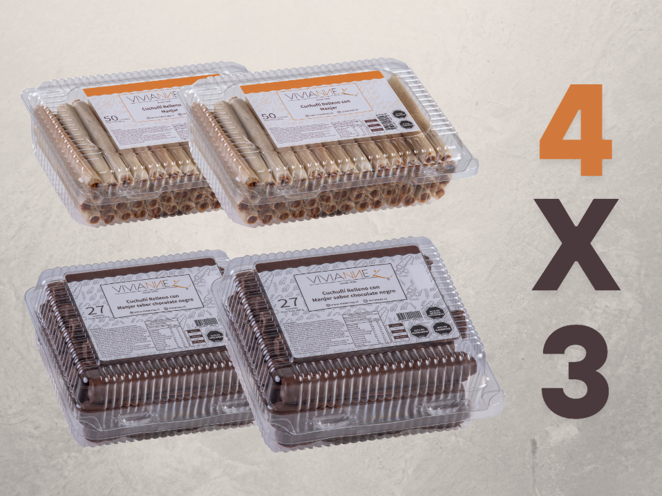 Pack 4x3 Cuchuflís Mix 🍫🧁 – 2 Tradicionales + 2 Chocolate Negro (¡Paga solo 3!)