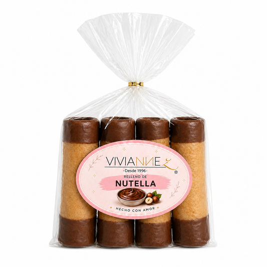 💗 4 Barquillos Medianos con Nutella y Chocolate 💗