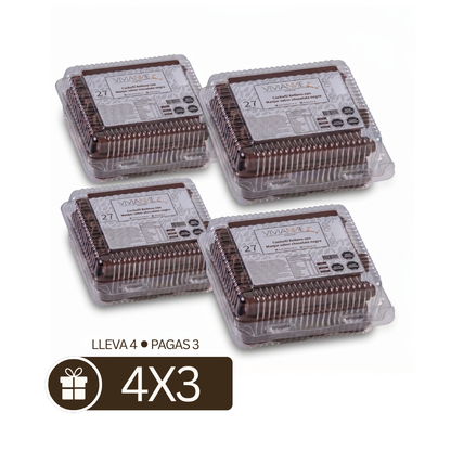Pack 4x3 cuchuflís chocolate negro - 4 bandejas de 27 unidades