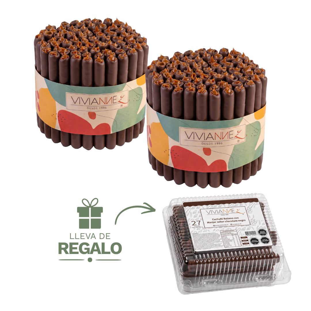 Pack especial torta de cuchuflís chocolate negro - 2 tortas + regalo