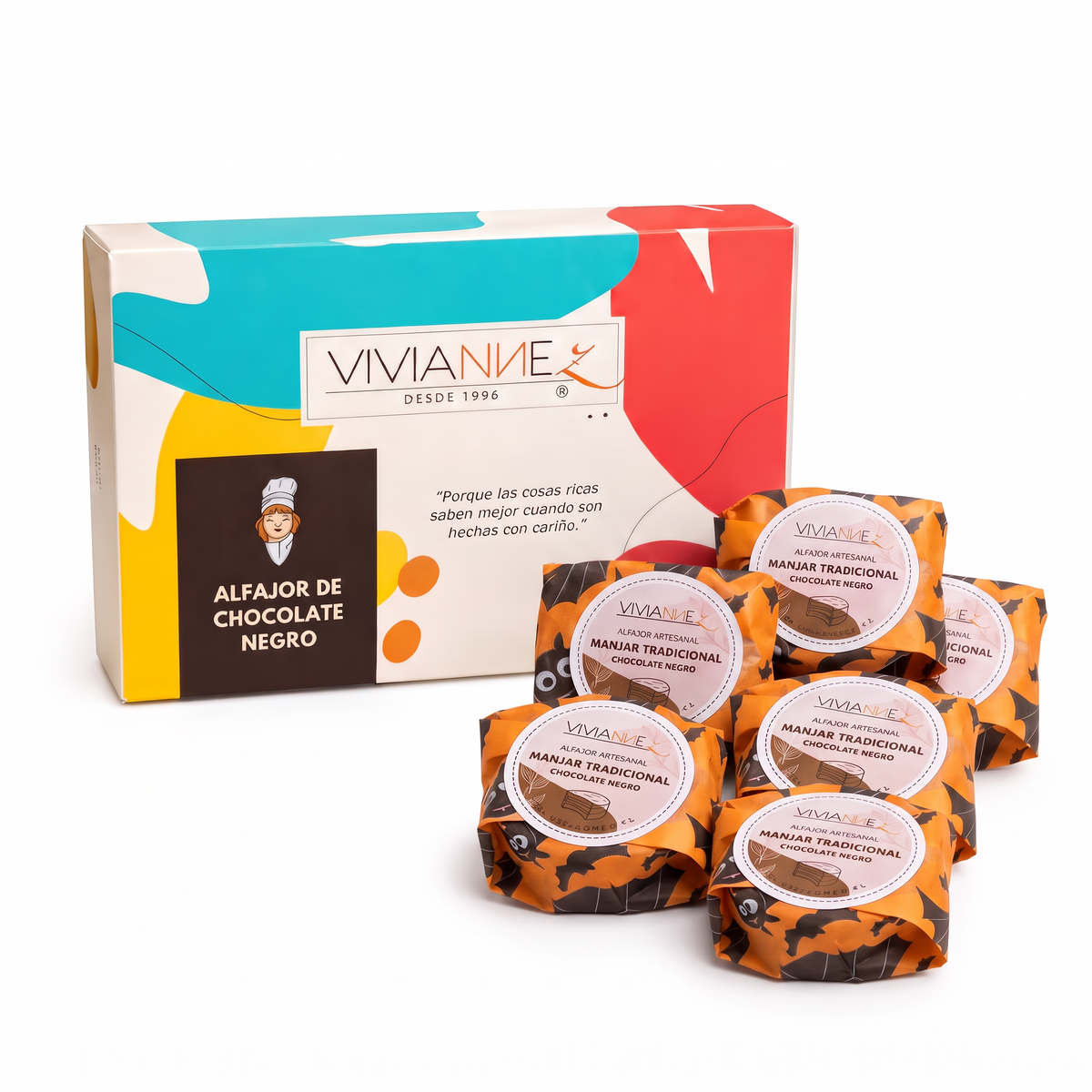 Caja de 6 alfajores chocolate negro Halloween Vivianne Z