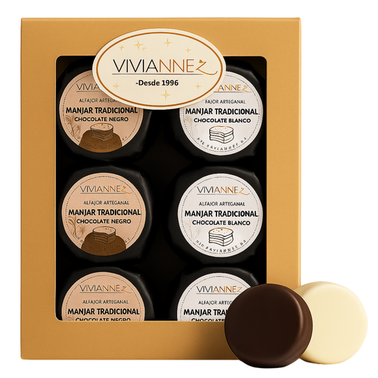 Caja de Alfajores Mixtos – Chocolate Blanco y Negro (6 unidades)