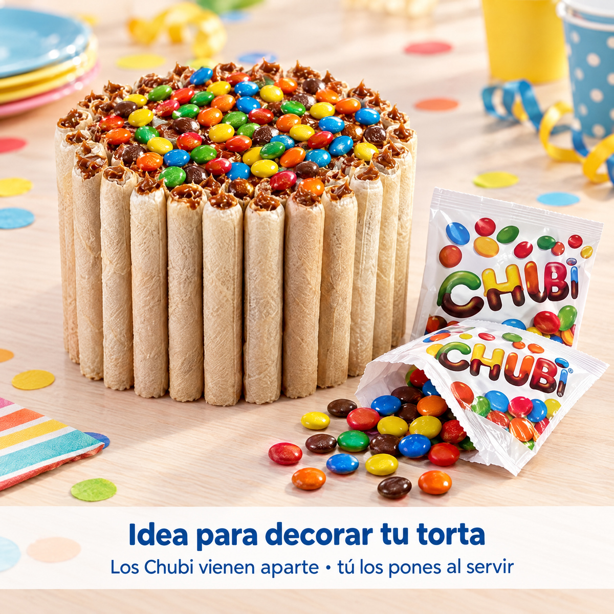 Torta de cuchuflís decorada con Chubi