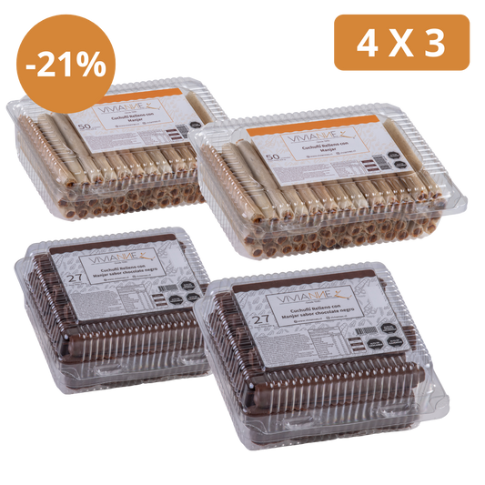 Pack 4x3 Cuchuflís Mix 🍫🧁 – 2 Tradicionales + 2 Chocolate Negro (¡Paga solo 3!)